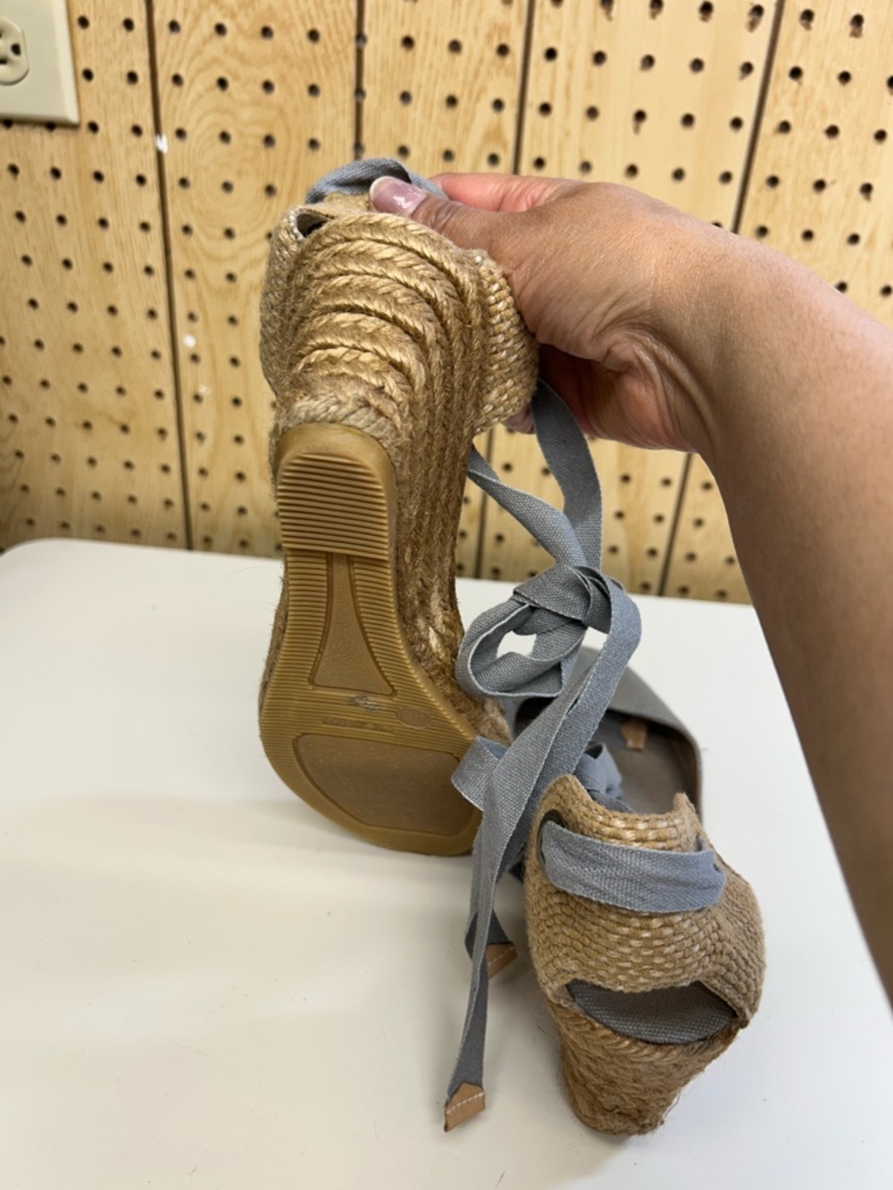 VISCATA Gray Canvas Espadrille Tie-Ankle Flats - Picture 7 of 8
